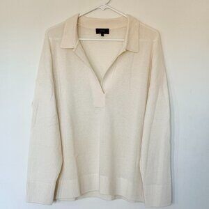 Quince Mongolian Cashmere Polo Sweater | Ivory (Size XL)